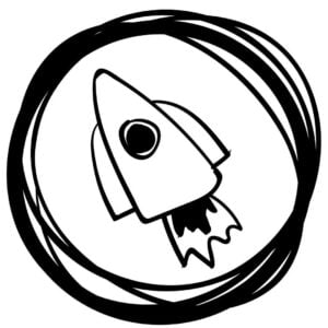 Rocket ship cartoon style icon